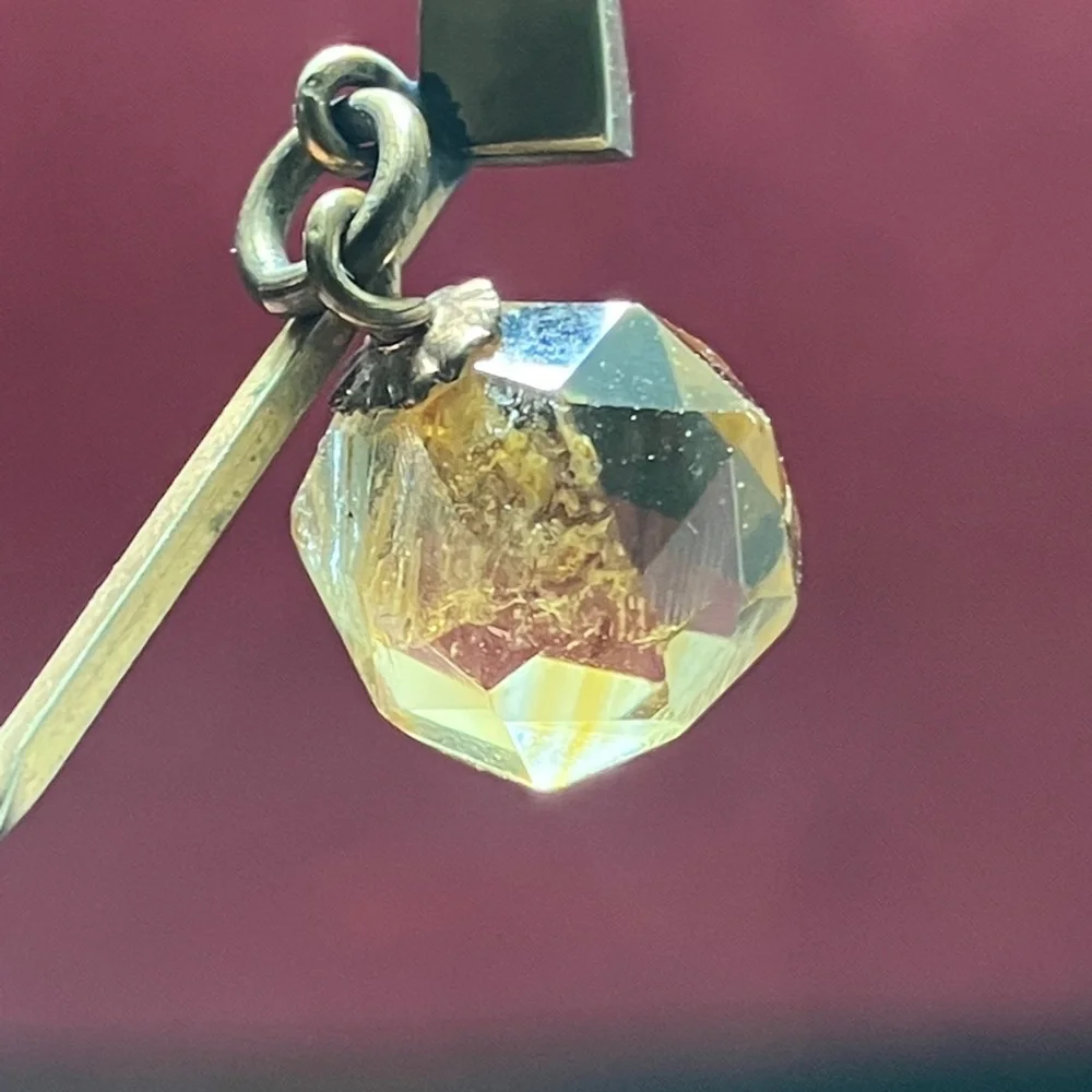 Antique Faceted Citrine Glass Bead Stick Pin